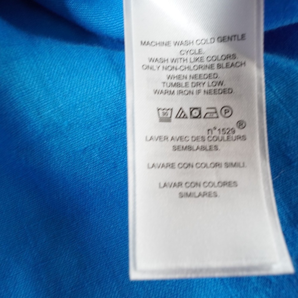 Lauren Ralph Lauren 100% Linen Button Up Shirt Women L Blue Short Sleeve Classic - Picture 11 of 12